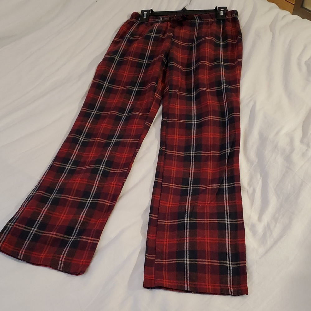 Ladies Red and Black Plaid Joggers